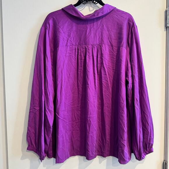 New J. Jill Top Purple Collared Button Front Long Sleeve Sz 2X Women's - Picture 6 of 6